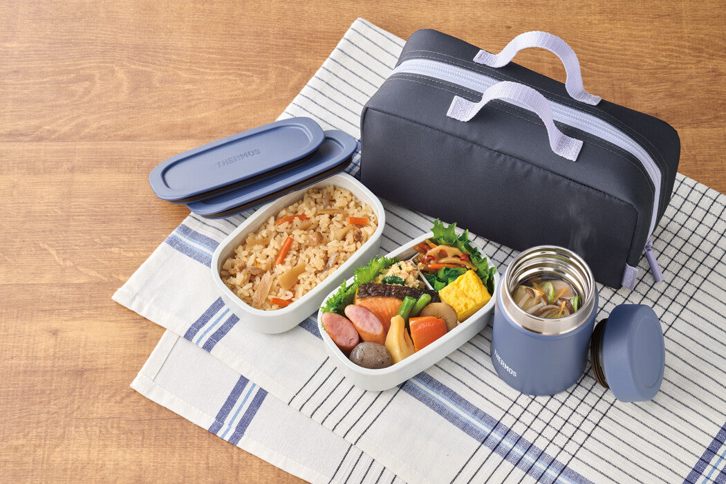 Thermos Vacuum Insulated Soup Jar Lunch Set 800ml Gray Navy JEH-800