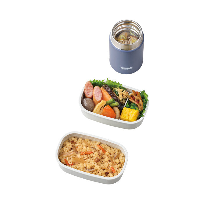 Thermos Vacuum Insulated Soup Jar Lunch Set 800ml Gray Navy JEH-800