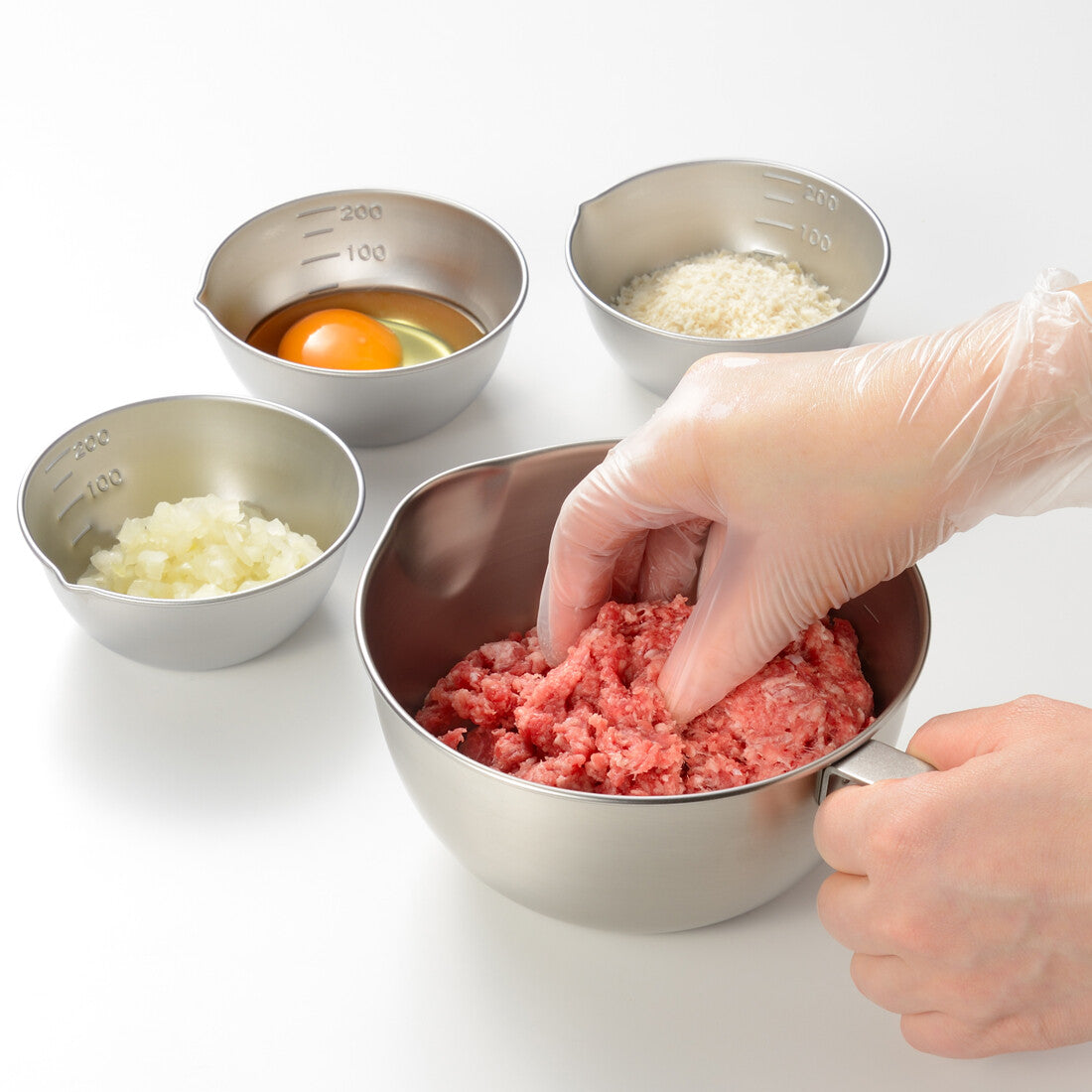 Wahei Freiz Stainless Bowl with Handle 15cm and Prep Bowls 4-Piece Set EM-098
