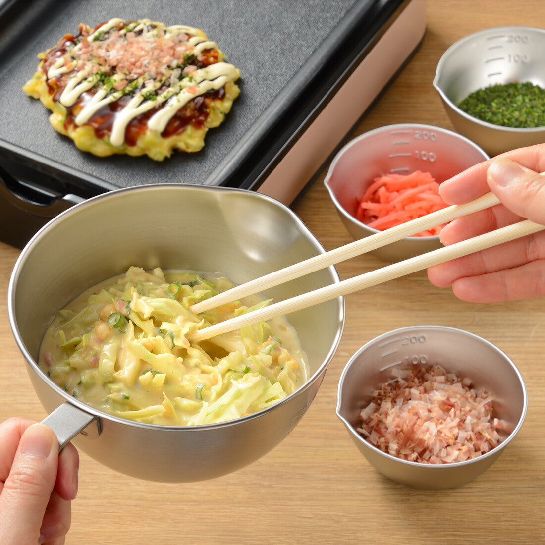 Wahei Freiz Stainless Bowl with Handle 15cm and Prep Bowls 4-Piece Set EM-098