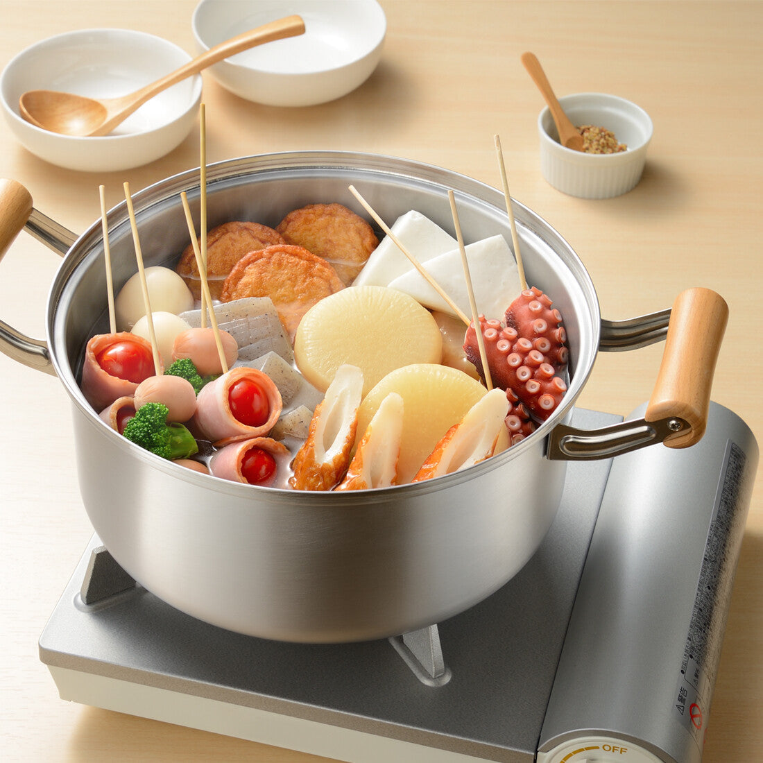 Wahei Freiz Chitose Induction Deep 2-Tier Steamer 25cm Wooden Handle CS-061