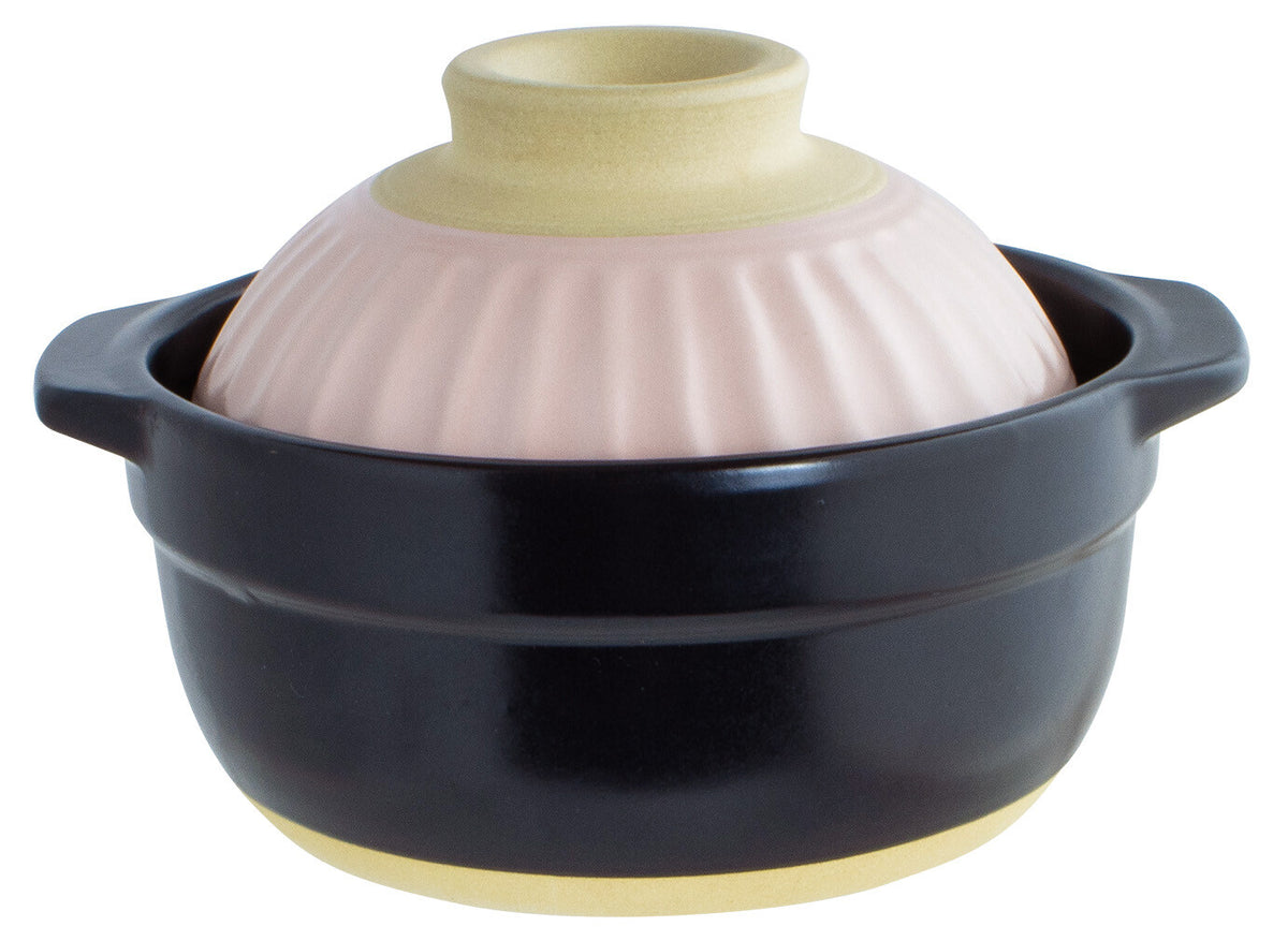Living Donabe Clay Pot with Rice Bowl Lid 17cm Pink