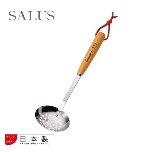 Cuisine Stainless Steel Slotted Ladle with Wood Handle