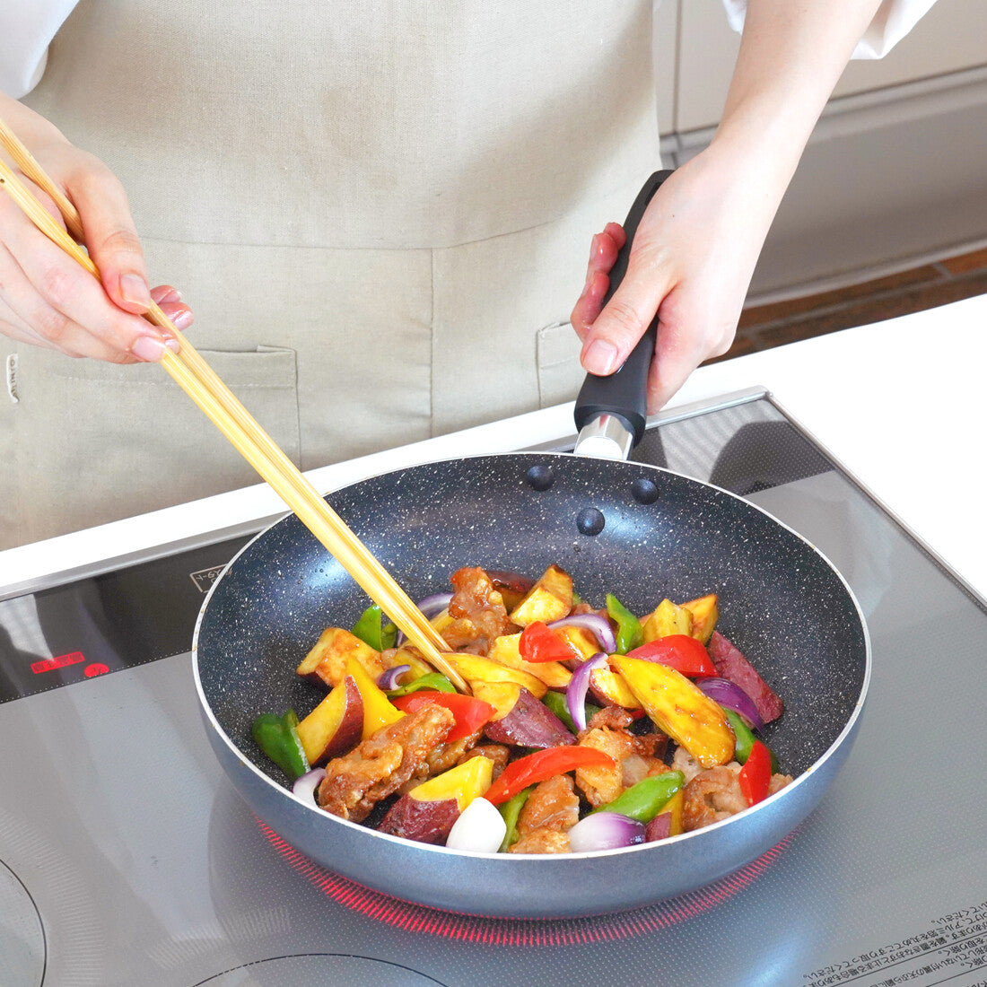 Wahei Freiz Good Marble IH Compatible Stir-Fry Pan 28cm RB-3674