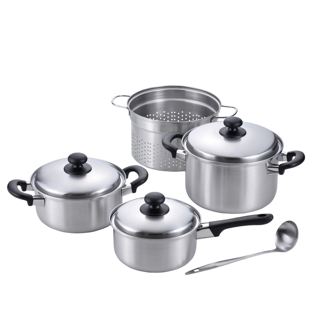 Wahei Freiz Enzo Saucepan 18cm, Stockpot 20cm, Pasta Pot 22cm with Ladle EM-022