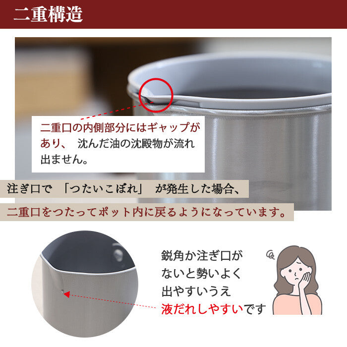 Kyoto Katsugu Stainless Steel Oil Pot 1.2L with Strainer