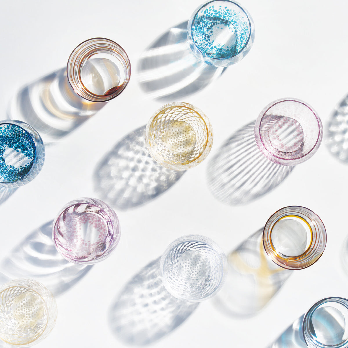 Toyo-Sasaki Glass Corrot Tumbler Spiral Blue
