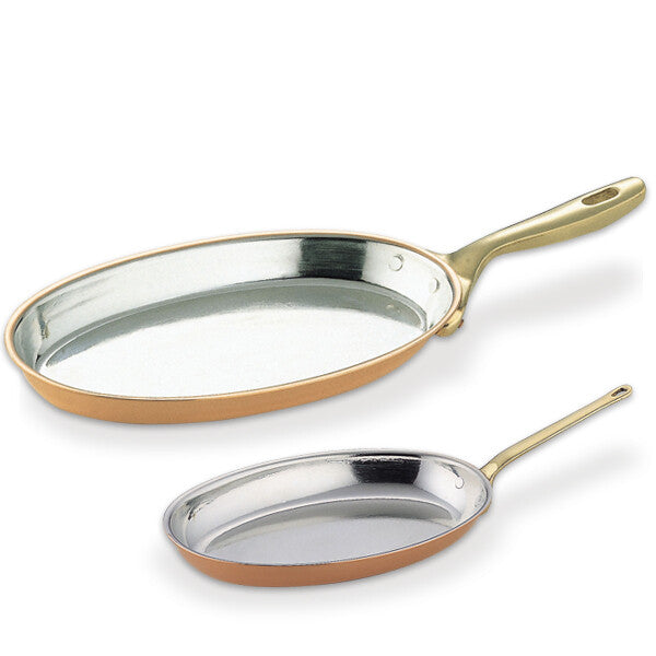 Wadasuke Copper Oval Frying Pan 20cm Tin Lined 3404-0200