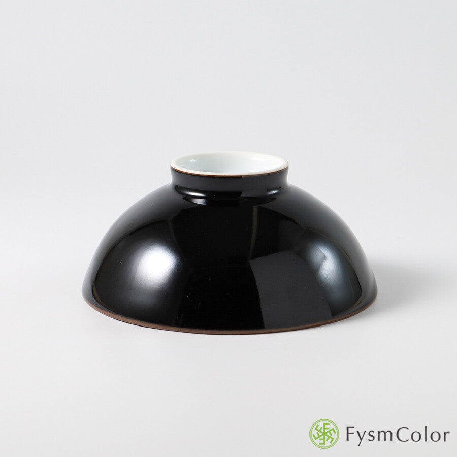 Hakusan Porcelain Hasami Basic 4-Sun Rice Bowl Tenmoku Black