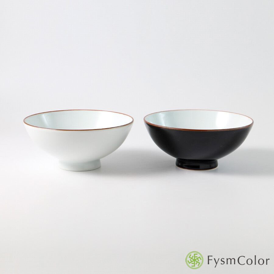 Hakusan Porcelain Hasami Basic 4-Sun Rice Bowl Tenmoku Black