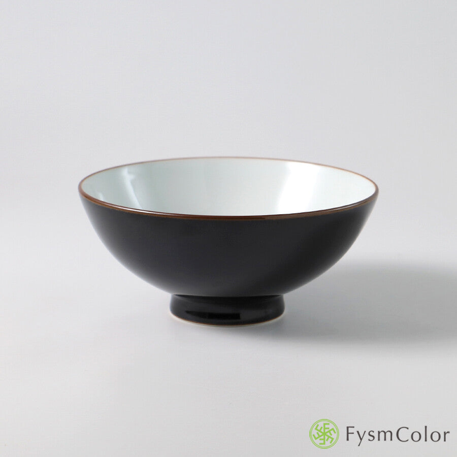 Hakusan Porcelain Hasami Basic 4-Sun Rice Bowl Tenmoku Black