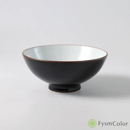 Hakusan Porcelain Hasami Basic 4-Sun Rice Bowl Tenmoku Black
