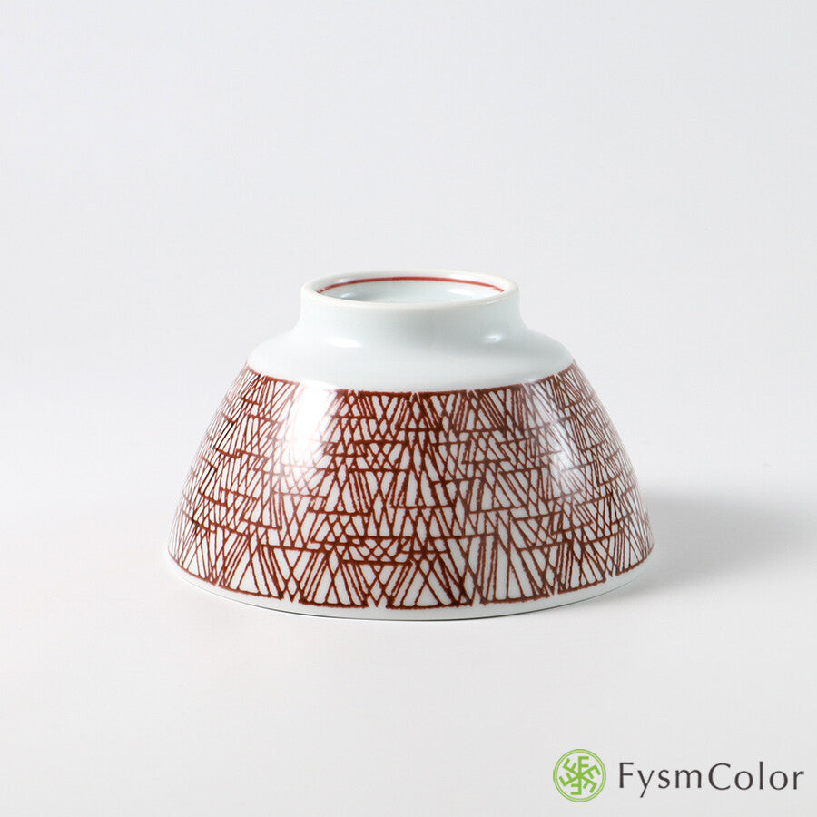 Hakusan Porcelain Graph Rice Bowl Small Maroon Red