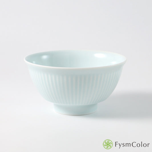 Hakusan Porcelain Yoshizu-Bori Rice Bowl Blue White Glaze