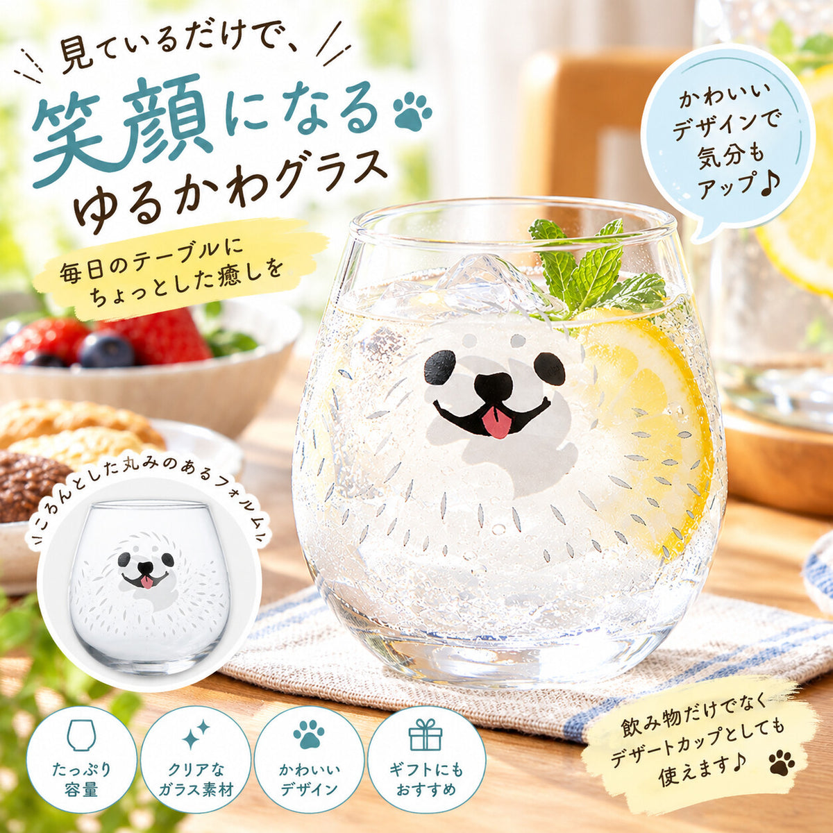 Toyo-Sasaki Glass Yuramaru Animal Tumbler Dog Pattern 320ml