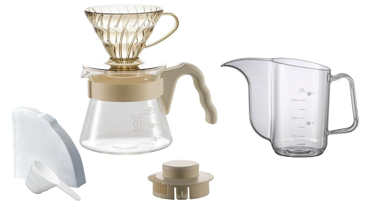 Hario V60 Color Brew with Kettle Kinari Beige VCSDA-01-20CP-KB