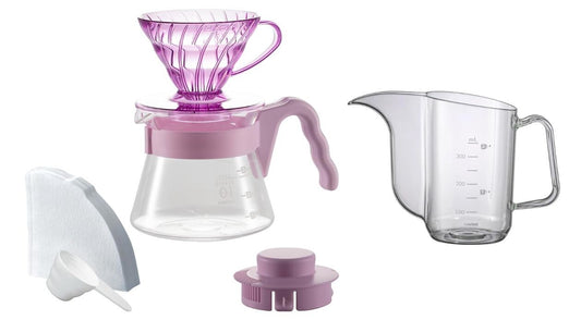 Hario V60 Color Brew Dripper Set with Kettle Rose Mellow VCSDA-01-20CP-RM