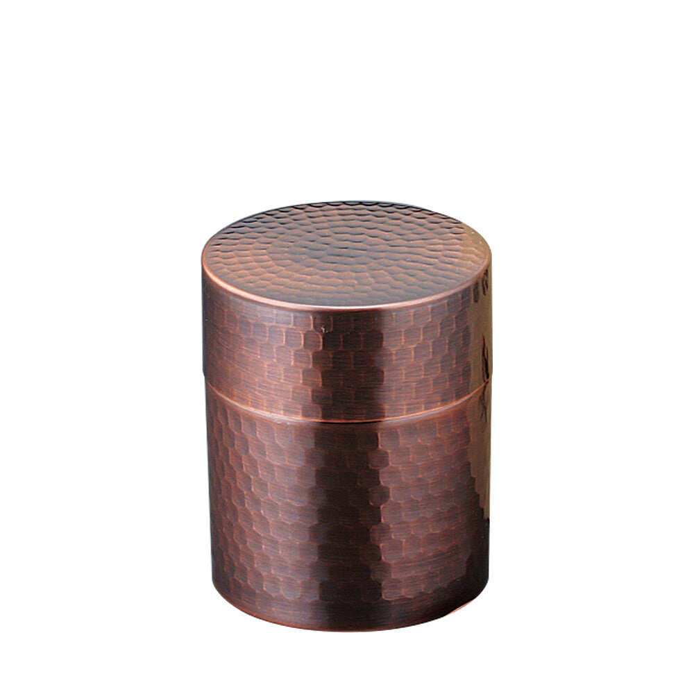 Asahi Pure Copper Tea Caddy with Tea Scoop Bronze Finish in Wooden Box CB510