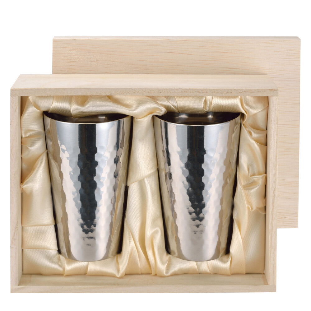 Asahi Titanium Double Wall Cup Set of 2 in Wooden Box TW-2