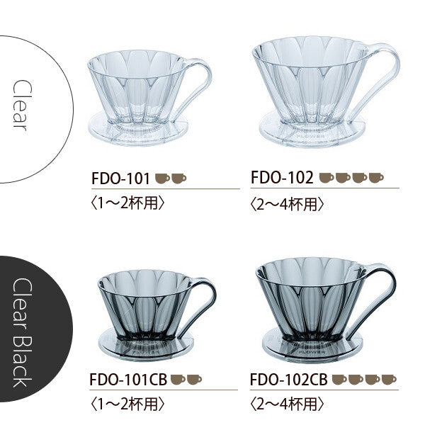 CAFEC Flower Dripper Oval Coffee Cone for 2 to 4 Cups Clear FDO-102