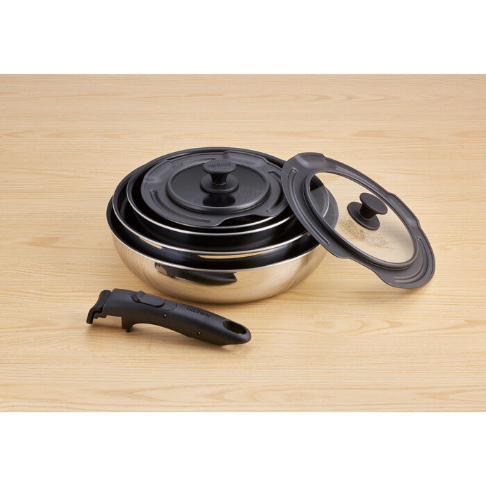 Thermos Removable Handle Frying Pan 8-Piece Set Stainless KSF-8A