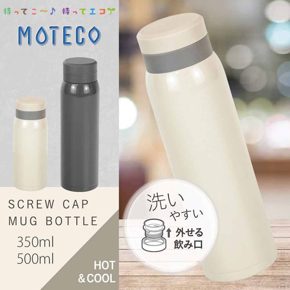 Wahei Freiz Moteco Screw Cap Mug Bottle 500ml White RH-1668