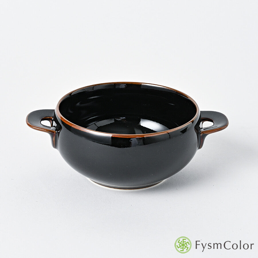 Hakusan Porcelain Hasami-Yaki T-Type Soup Bowl Black 300ml
