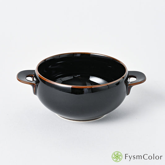 Hakusan Porcelain Hasami-Yaki T-Type Soup Bowl Black 300ml