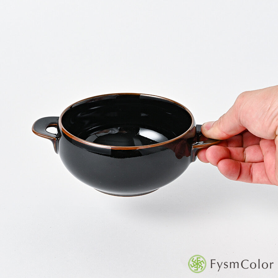 Hakusan Porcelain Hasami-Yaki T-Type Soup Bowl Black 300ml