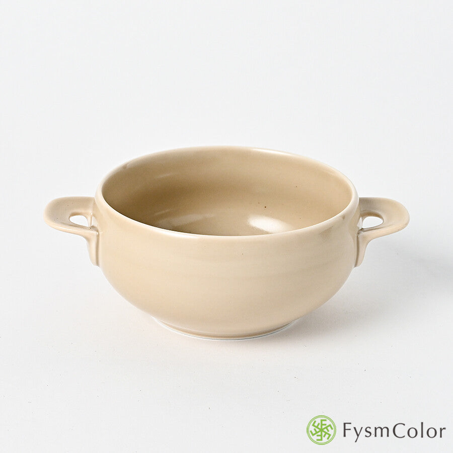 Hakusan Porcelain Hasami-Yaki T-Type Soup Bowl Sand Beige 300ml