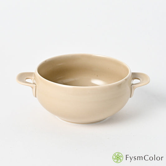 Hakusan Porcelain Hasami-Yaki T-Type Soup Bowl Sand Beige 300ml