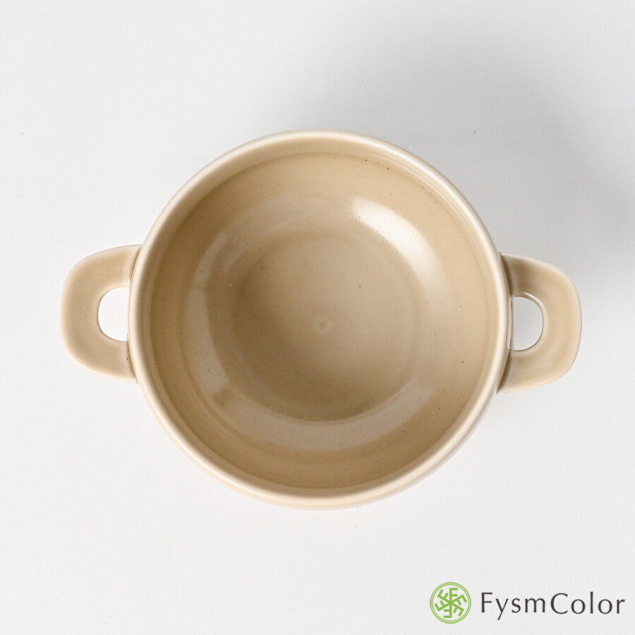 Hakusan Porcelain Hasami-Yaki T-Type Soup Bowl Sand Beige 300ml