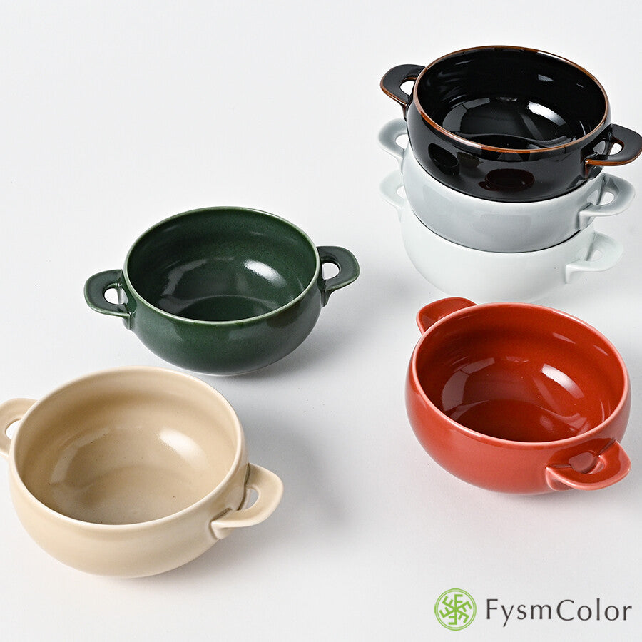 Hakusan Porcelain Hasami-Yaki T-Type Soup Bowl Reddish Brown 300ml