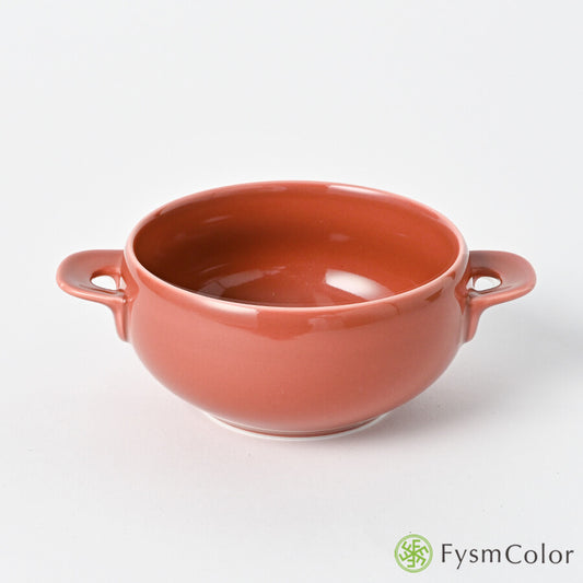 Hakusan Porcelain Hasami-Yaki T-Type Soup Bowl Reddish Brown 300ml