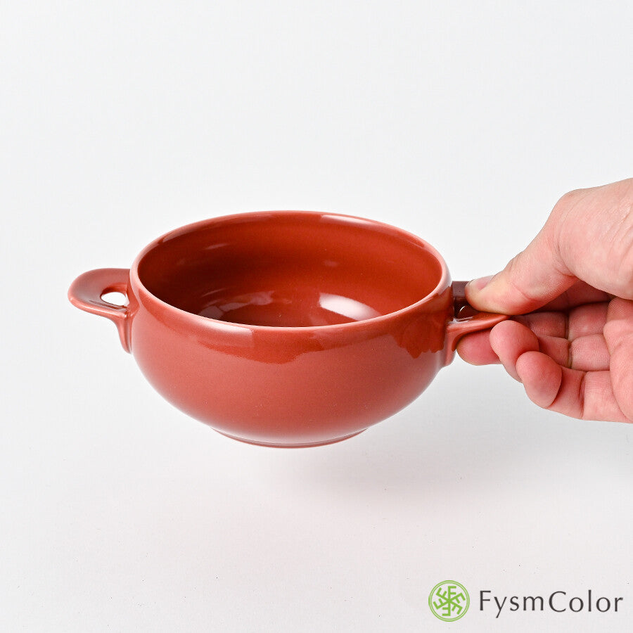 Hakusan Porcelain Hasami-Yaki T-Type Soup Bowl Reddish Brown 300ml