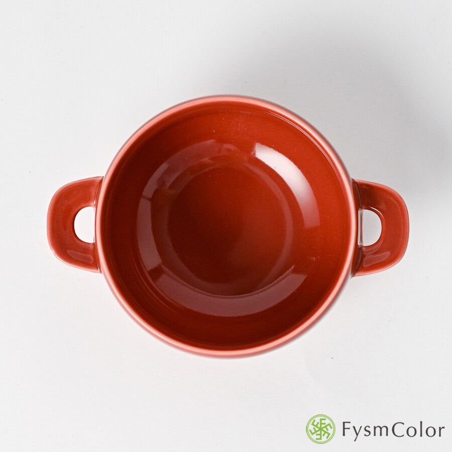 Hakusan Porcelain Hasami-Yaki T-Type Soup Bowl Reddish Brown 300ml