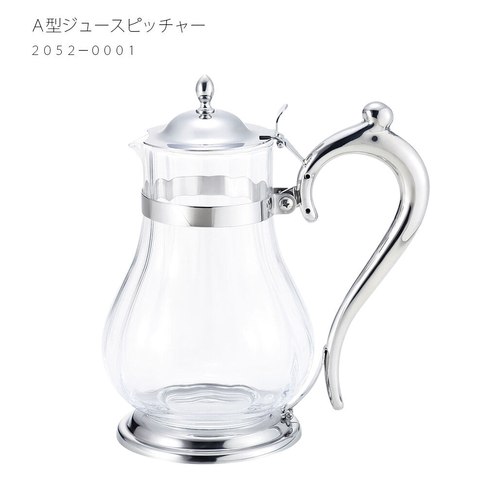 Wadasuke Glass Juice Pitcher A Type with Stainless Lid and Base 2052-0001