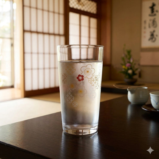 Toyo-Sasaki Glass Wamon Sake Cup, Ume Pattern