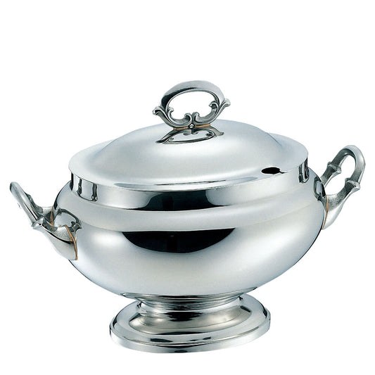 Wadasuke Kikubuchi Rim Stainless Steel Oval Soup Tureen Small 2402-5200