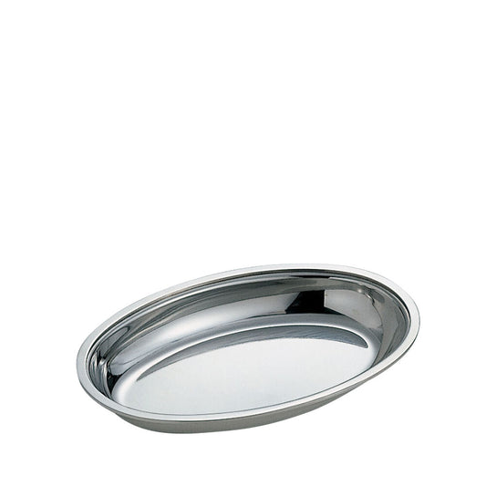Wadasuke Stainless Steel Oval Serving Bowl Flat Rim 8 Inch 2410-1080