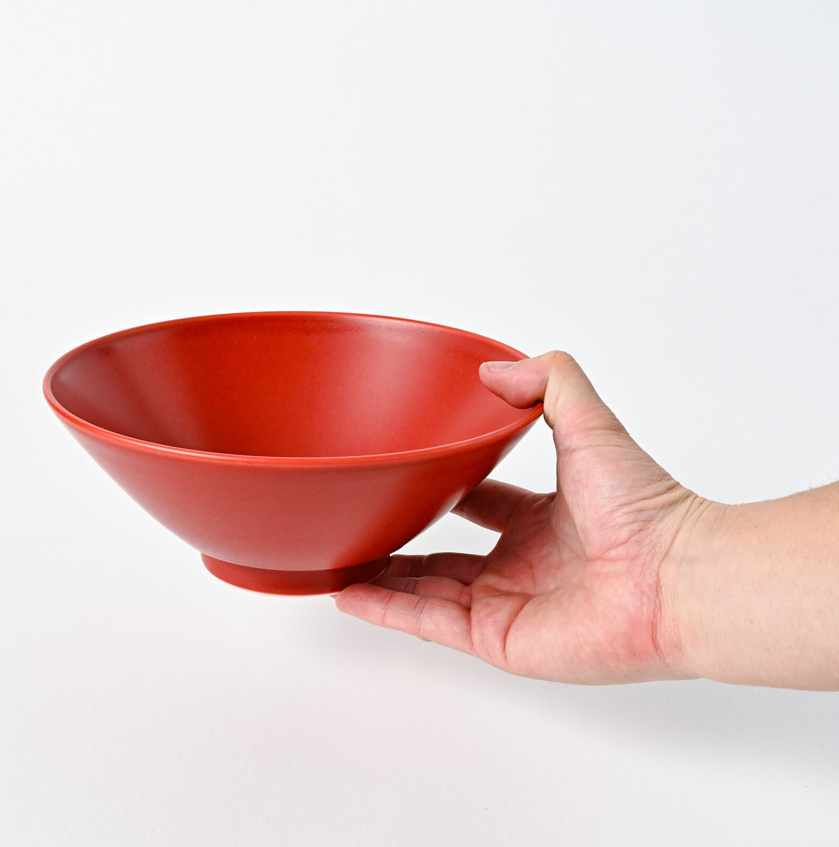 Hakusan Porcelain Hasami-Yaki Wan Ramen Bowl Carmine Matte Red