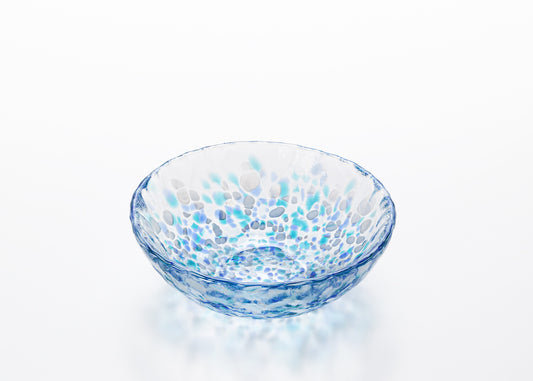 Aderia Tsugaru Vidro Shallow Small Bowl, Tsugaru Flower Hydrangea F-75751