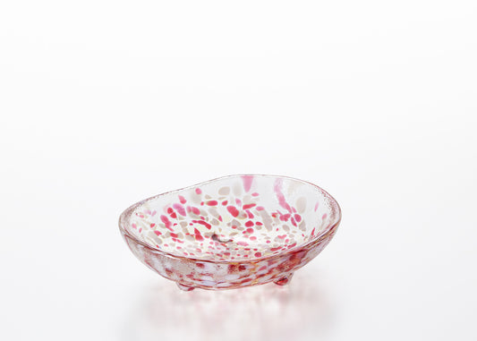 Aderia Tsugaru Vidro Glass Tripod Small Plate Apple Design F-75753