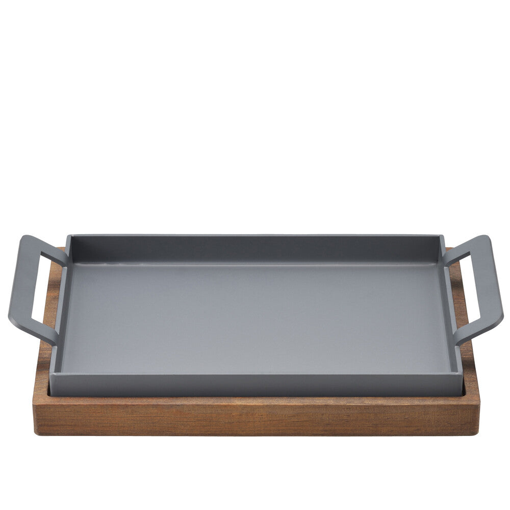 Tanabe Kanagu Nitrided Iron Griddle Plate with Wooden Base 5724