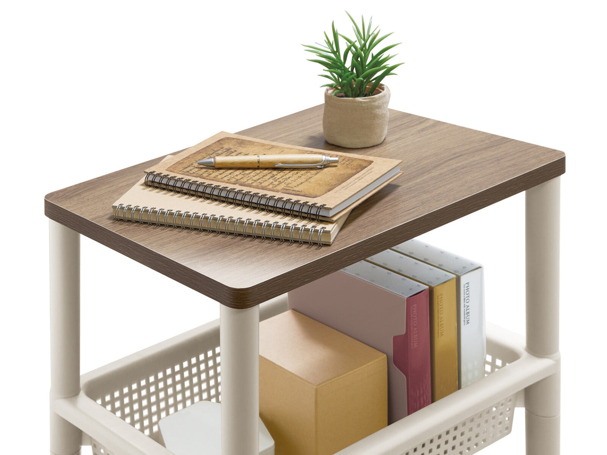 Fudo Giken Wood Table Wagon Cart 3-Tier Greige F2490GRB