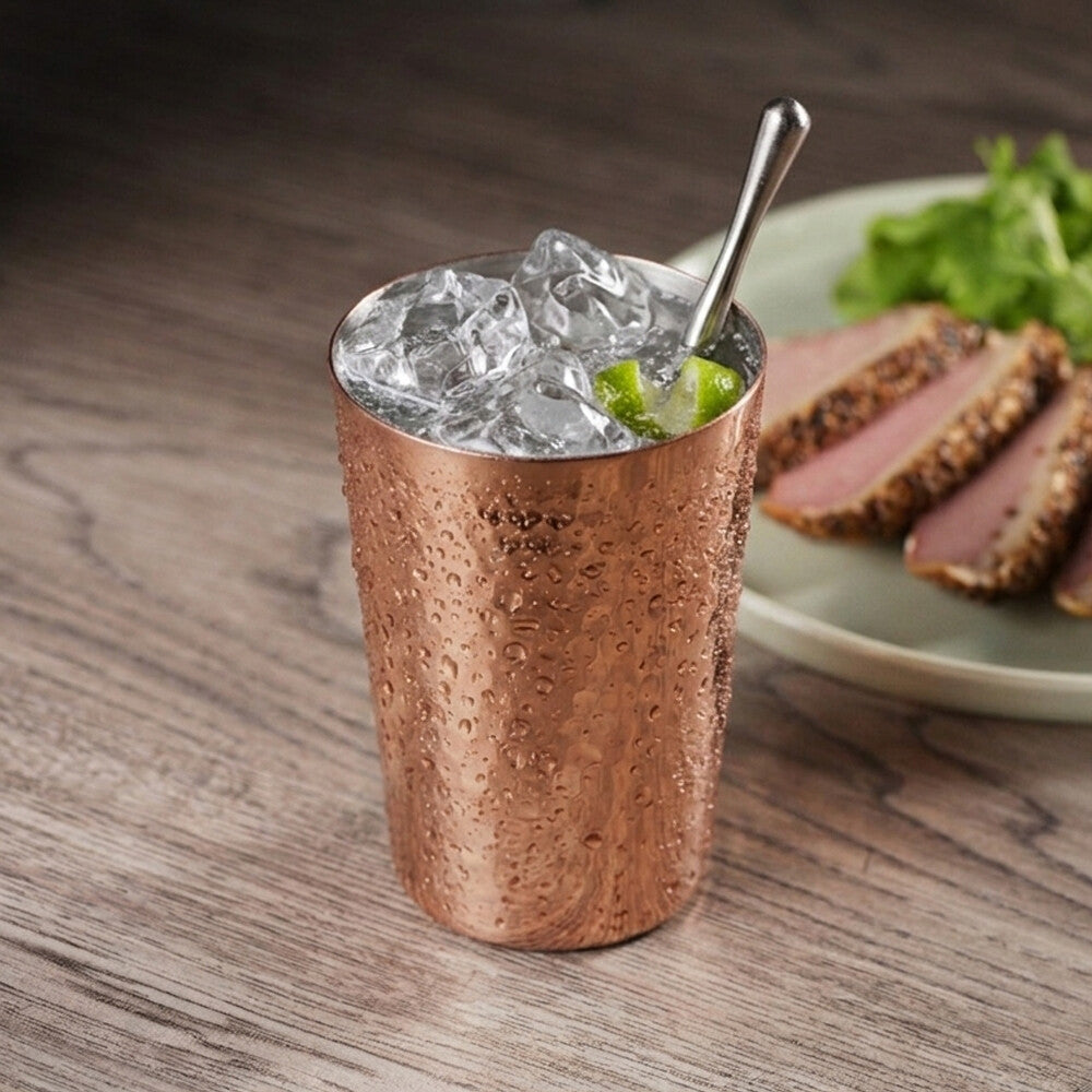 Tanabe Kanagu Hana Hammered Copper Rocks Glass 300ml Copper Mirror 4840