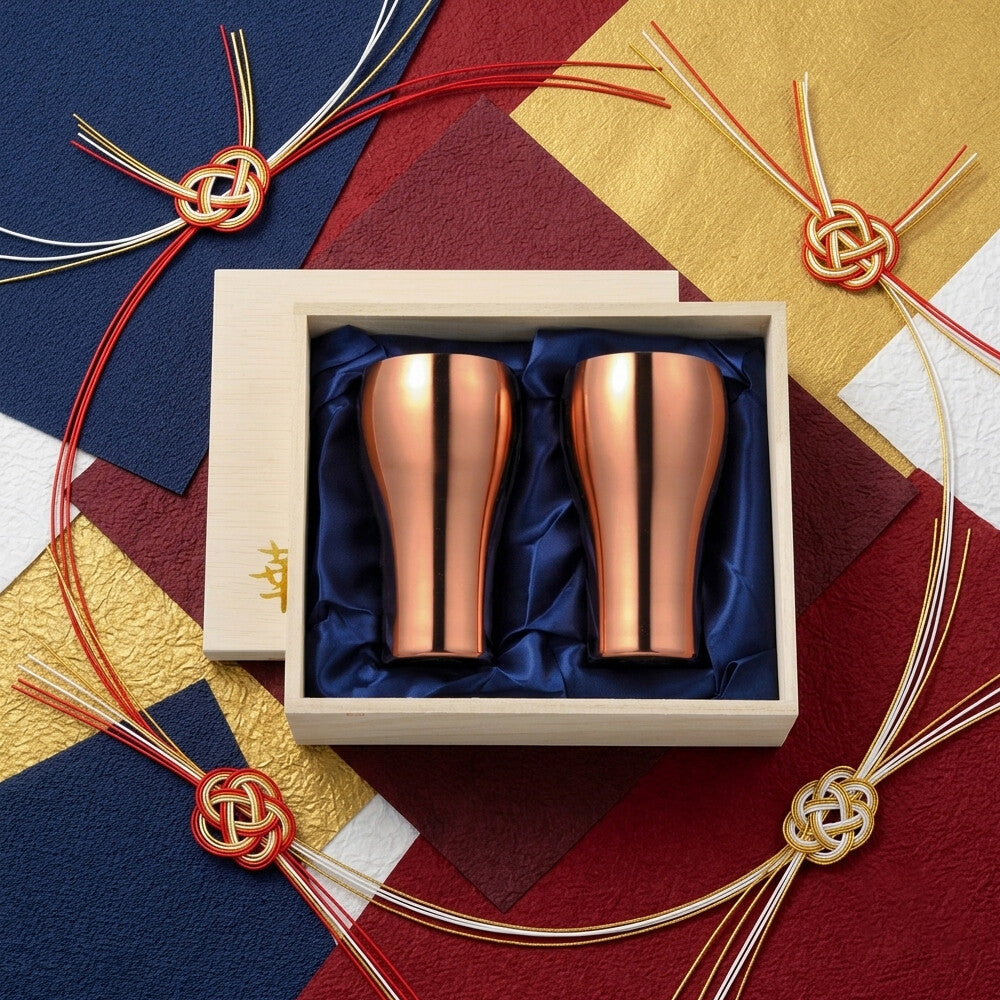 Tanabe Kanagu Hana Tumbler 300ml Set of 2 Paulownia Box Copper Mirror 2860