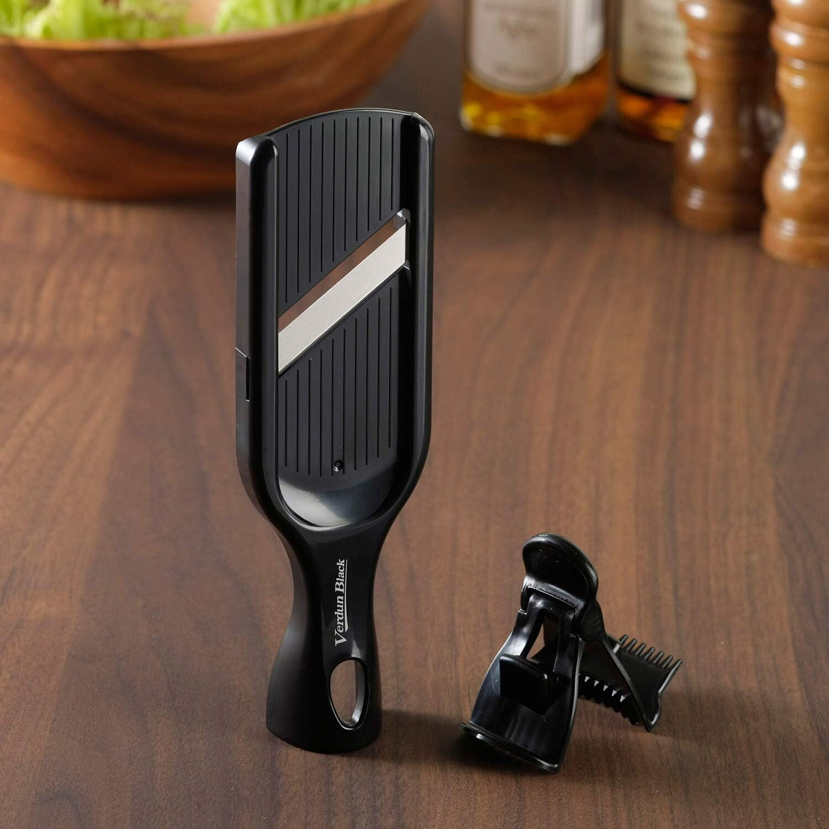 Shimomura Verdun Black Mini Mandoline Slicer with Hand Guard VB-607
