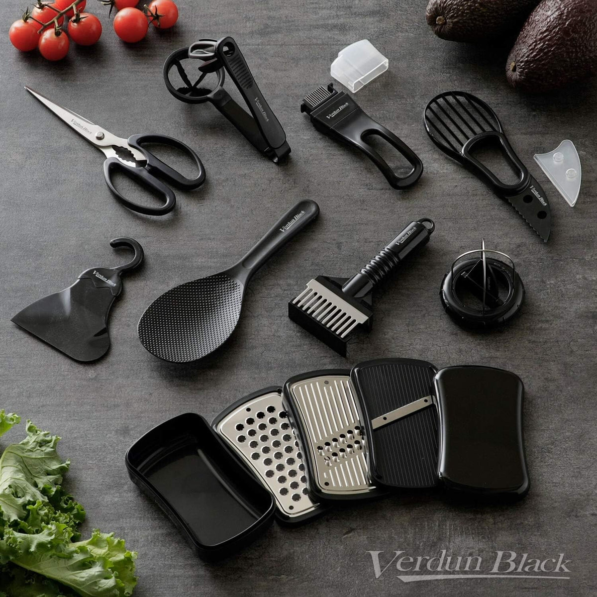 Shimomura Verdun Black Mini Grater and Julienne Slicer with Container VB-627