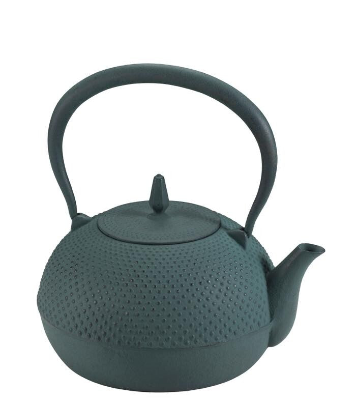 Ikenaga Tekko Nambu Cast Iron Tetsubin Kettle Arare Pattern Bamboo Green 1.2L